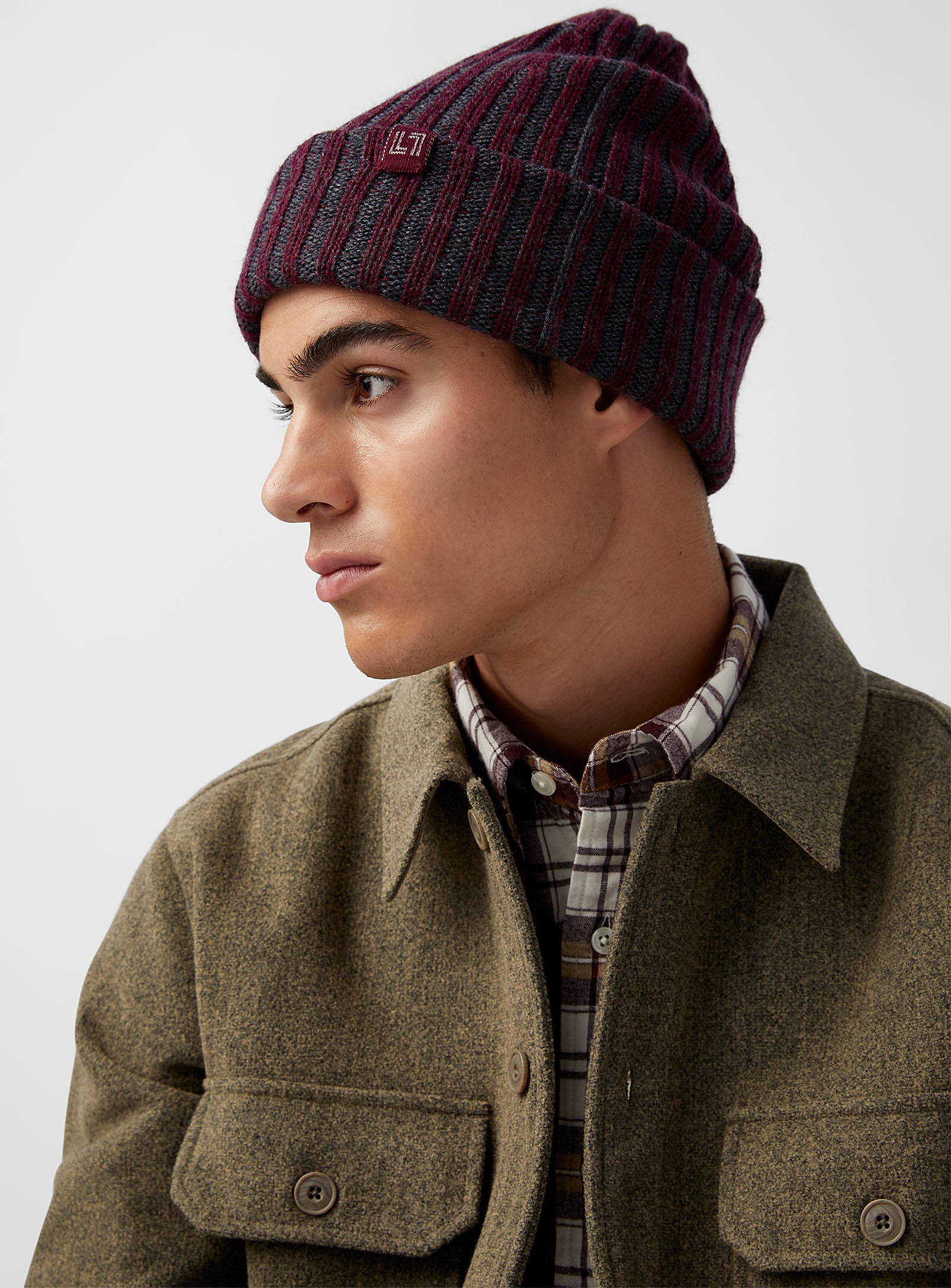 Two-tone merino wool beanie